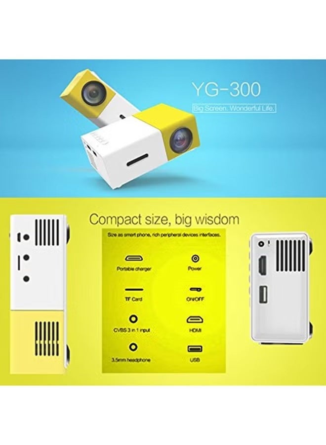 YG300 Portable QVGA LED 400 Lumens Projector With Remote Control YG300 White/Yellow - Image 2